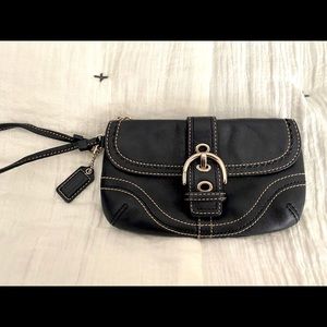Coach Black leather wristlet